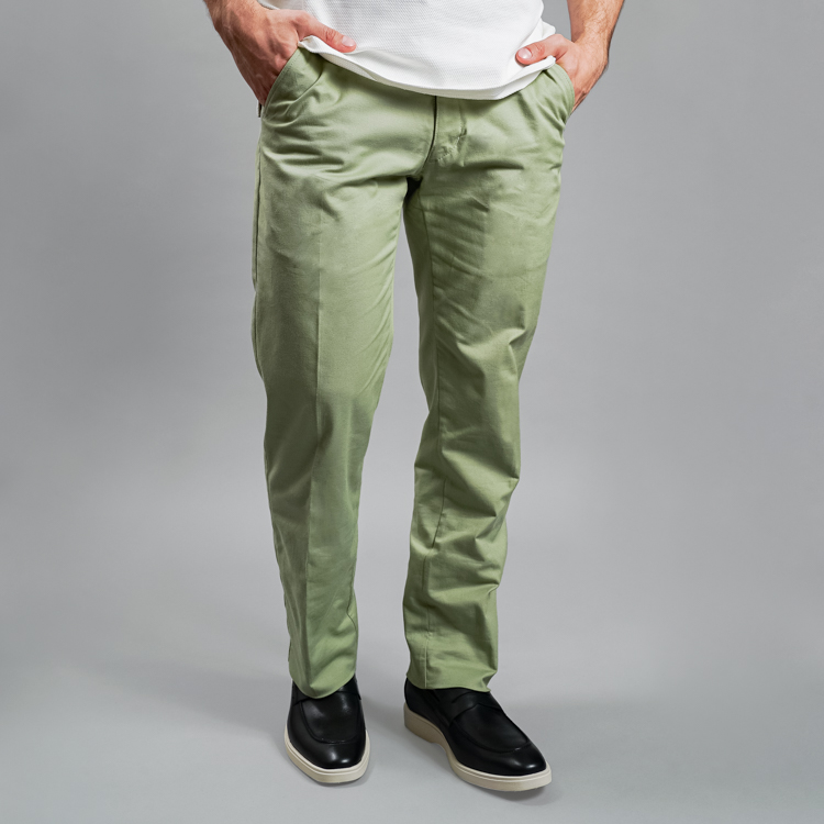 pantalon casual verde estructura plana marca business casual slim 160032 VERDE 1