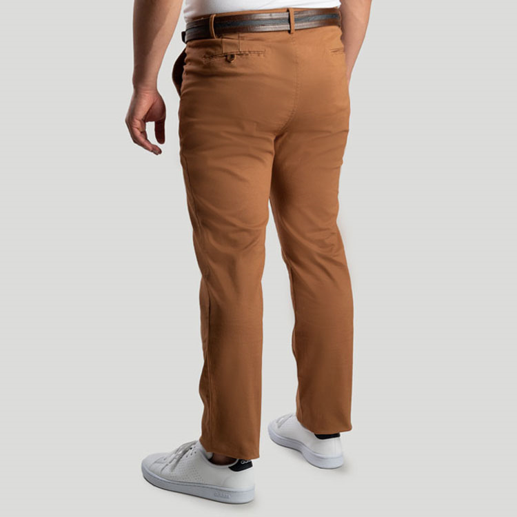 pantalon gena estructura plana marca business casual slim 138785 CANELA 1
