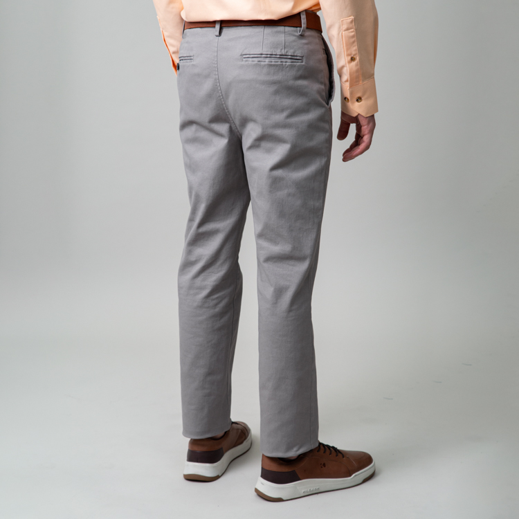 pantalon gris estructura plana lisa marca business casual slim 147821 KHAKI 2