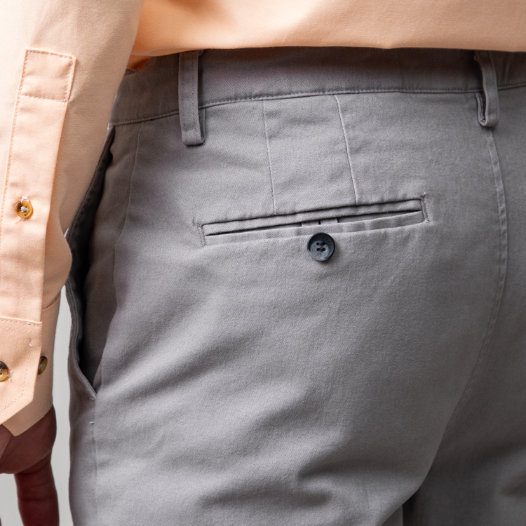 pantalon gris estructura plana lisa marca business casual slim 147821 KHAKI 4