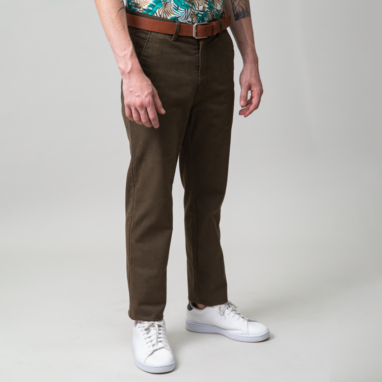 pantalon verde musgo estructura plana lisa marca business casual slim 147790 VERDE 1