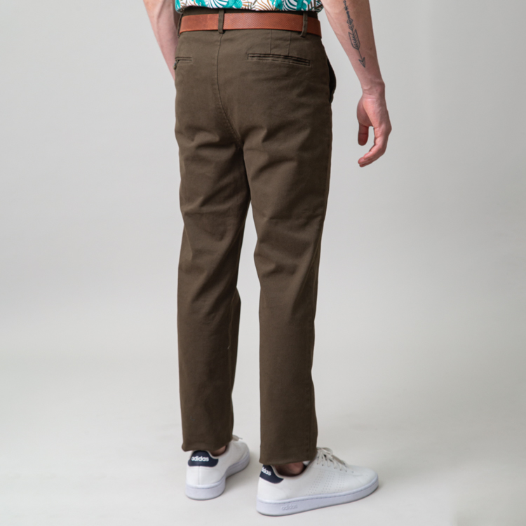 pantalon verde musgo estructura plana lisa marca business casual slim 147790 VERDE 2