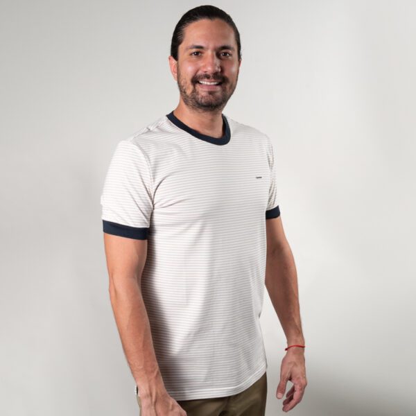 playera beige diseno de rayas marca carven slim 150911 BEIGE 1