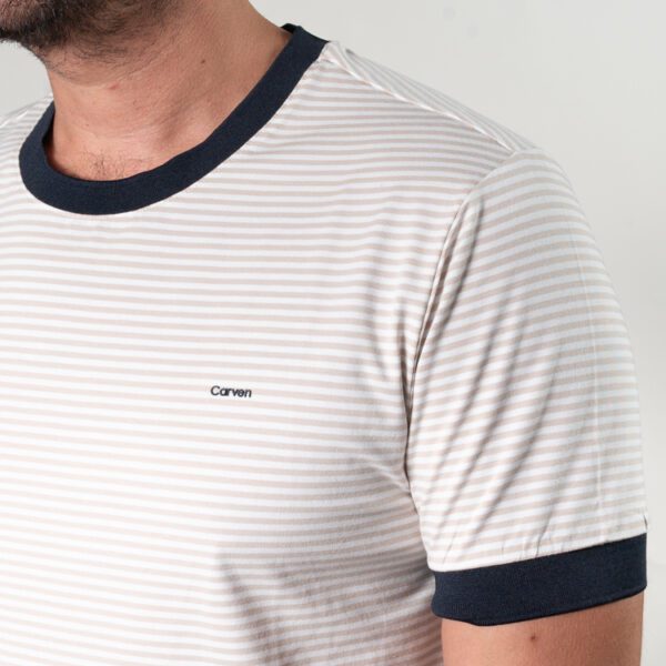 playera beige diseno de rayas marca carven slim 150911 BEIGE 2