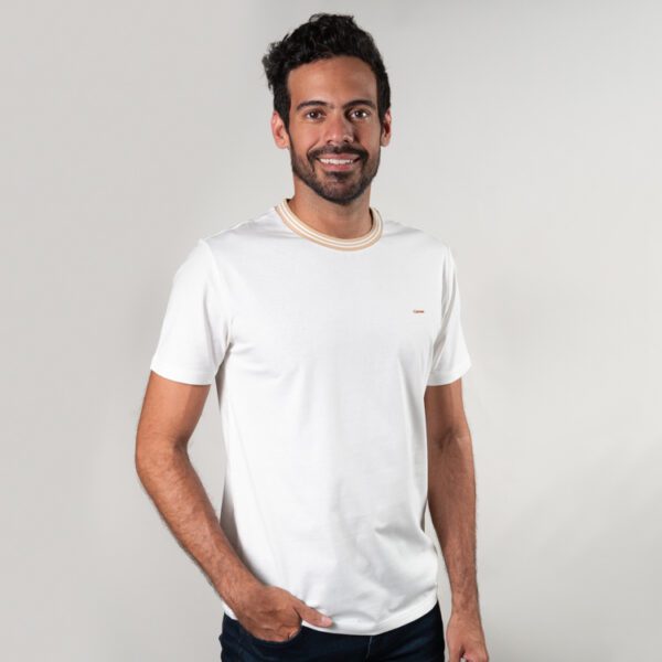 playera blanca estructura cuello contrastado marca carven slim 150891 BLANCO 1