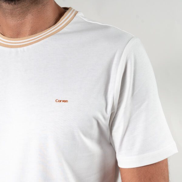 playera blanca estructura cuello contrastado marca carven slim 150891 BLANCO 2