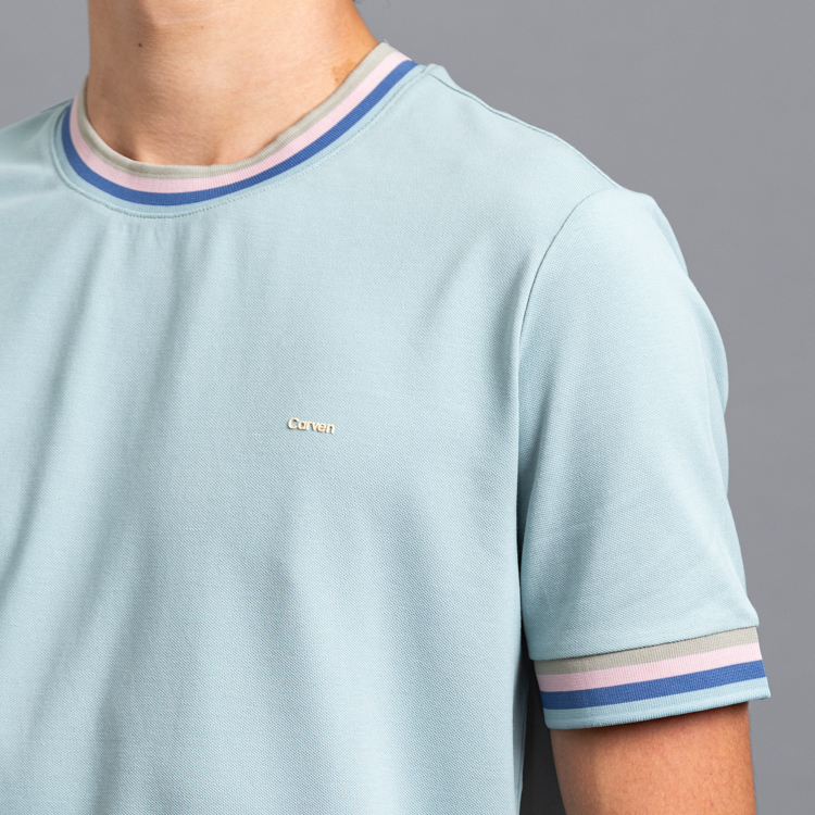 playera celeste estructura contraste marca carven slim 155818 CELESTE 2