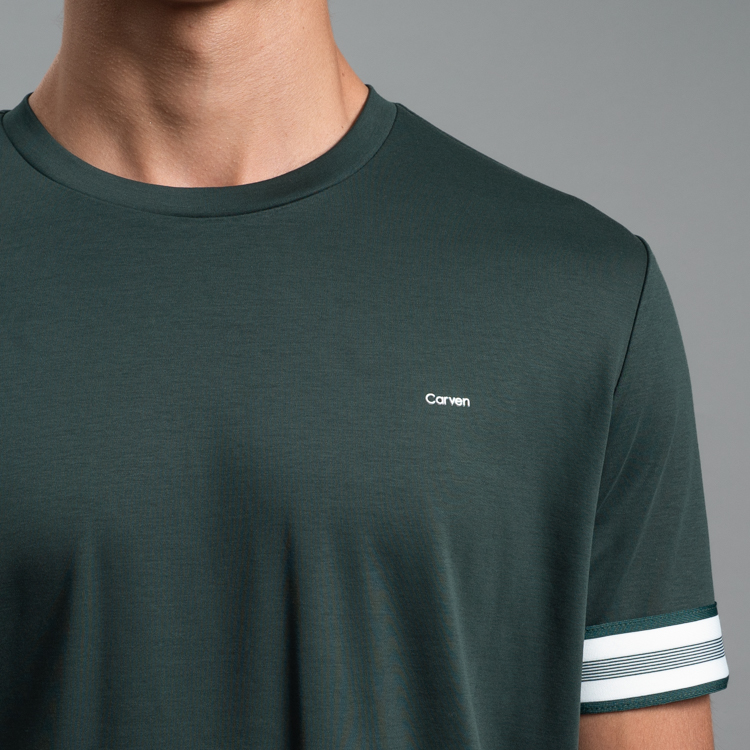 playera verde estructura contraste en mangas marca carven slim 161494 VERDE 2