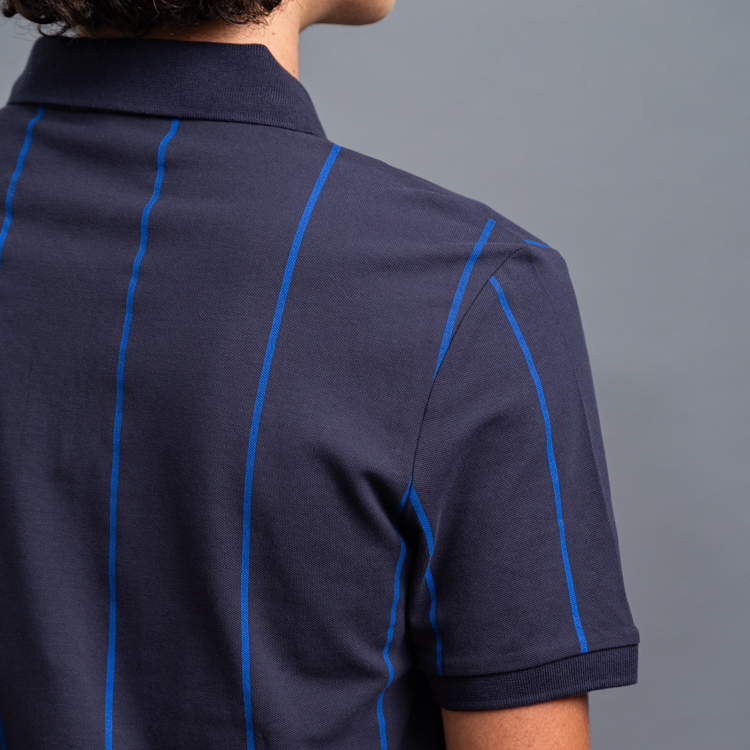 polo azul diseno de lineas marca carven slim 155726 AZUL 3