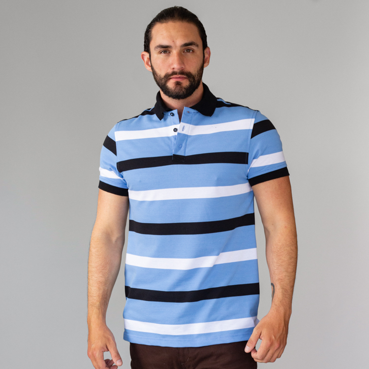 polo azul estructura franjas horizontales marca business casual slim 144425 365522 1