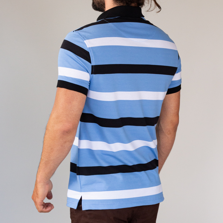 polo azul estructura franjas horizontales marca business casual slim 144425 AZUL 3