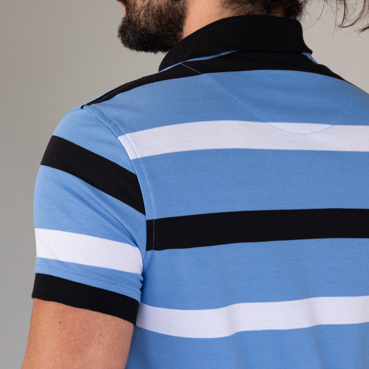 polo azul estructura franjas horizontales marca business casual slim 144425 AZUL 4