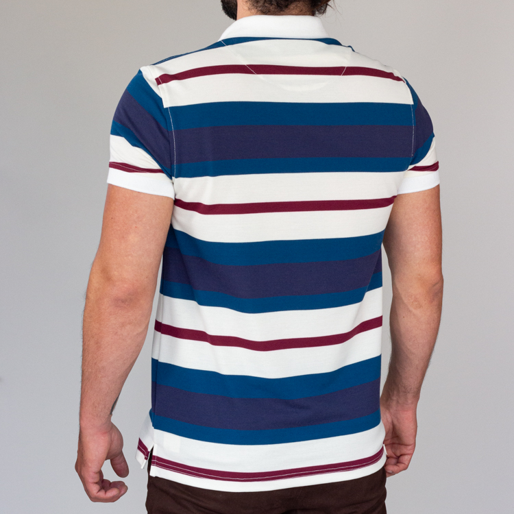 polo azul estructura franjas horizontales marca business casual slim 144442 AZUCORI 3