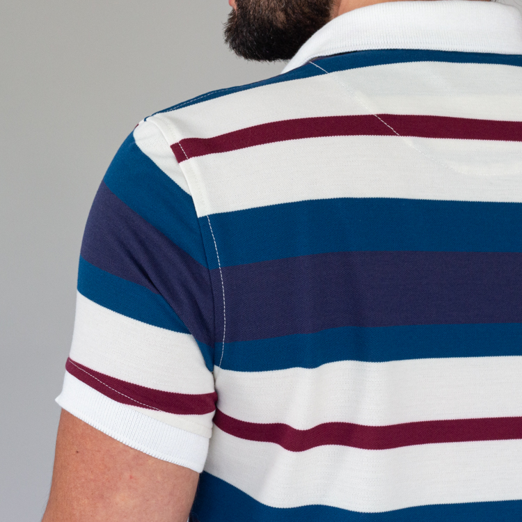 polo azul estructura franjas horizontales marca business casual slim 144442 AZUCORI 4
