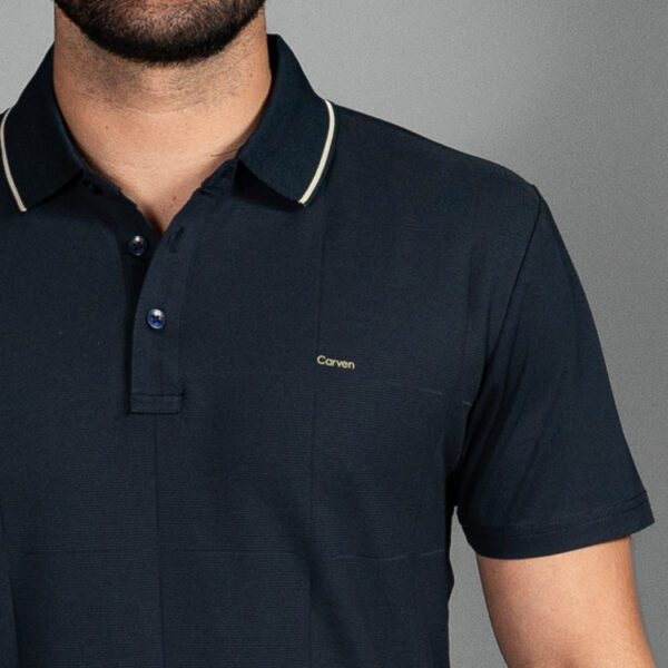 polo azul estructura labrada marca carven slim 157510 317836 2