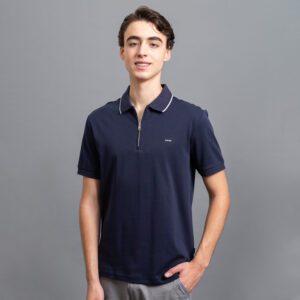 polo azul estructura plana marca carven slim 155721 296550 1