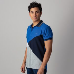 polo azul estructura tri ngulos marca carven slim 141124 203595 1