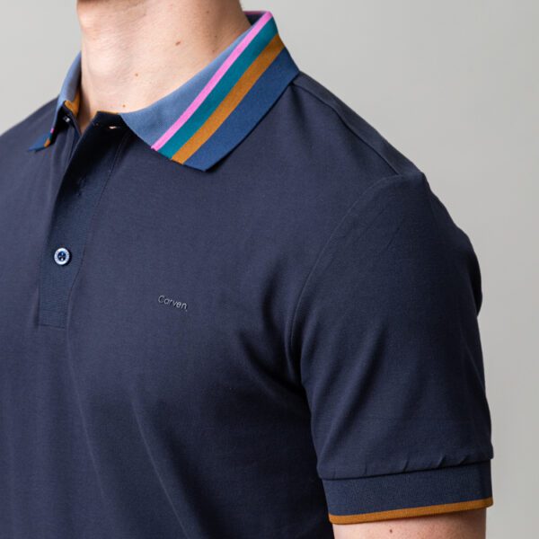 polo azul marino estructura cuello contrastado marca carven slim 149924 249598 2