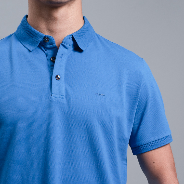 polo azul pavo estructura plana marca carven slim 161500 AZUL PA 2