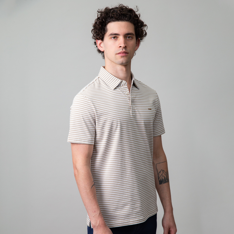 polo beige estructura l neas horizontales marca carven slim 149968 BEIGE 1