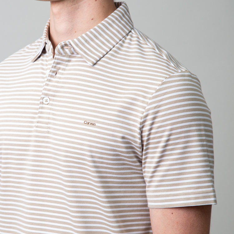 polo beige estructura l neas horizontales marca carven slim 149968 BEIGE 2