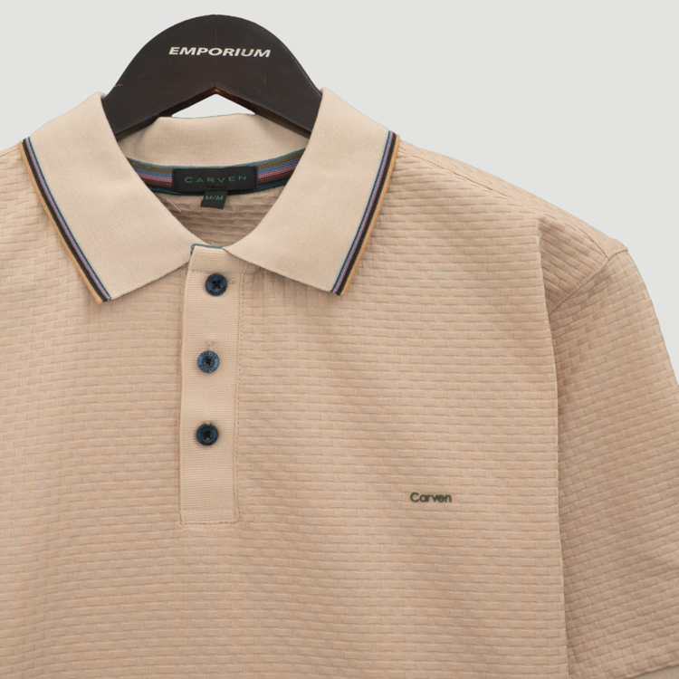 polo beige estructura labrada marca carven slim 167155 BEIGE