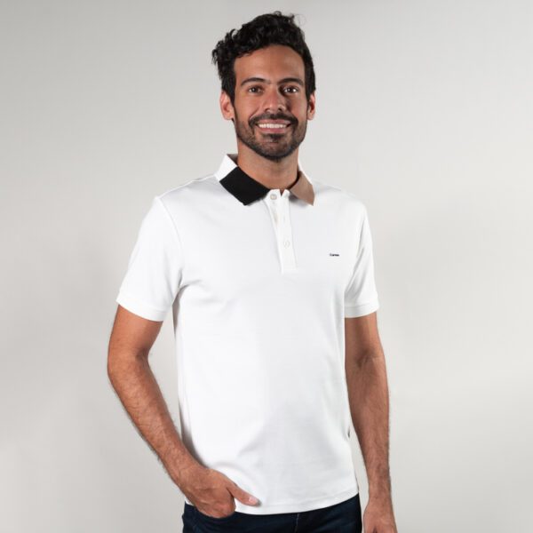 polo blanca estructura cuello contrastado marca carven slim 150875 270493 1