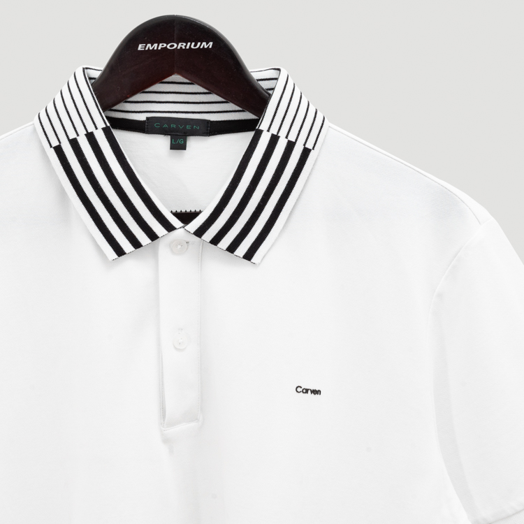 polo blanca estructura labrada marca carven slim 139772 BLANCO 2