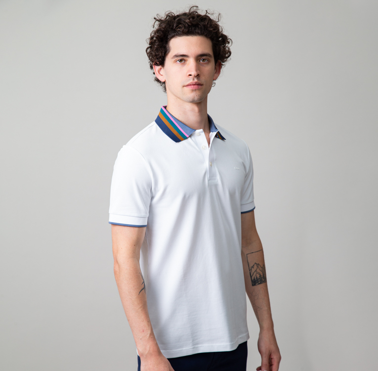 polo blanco estructura cuello contrastado marca carven slim 149976 BLANCO 1
