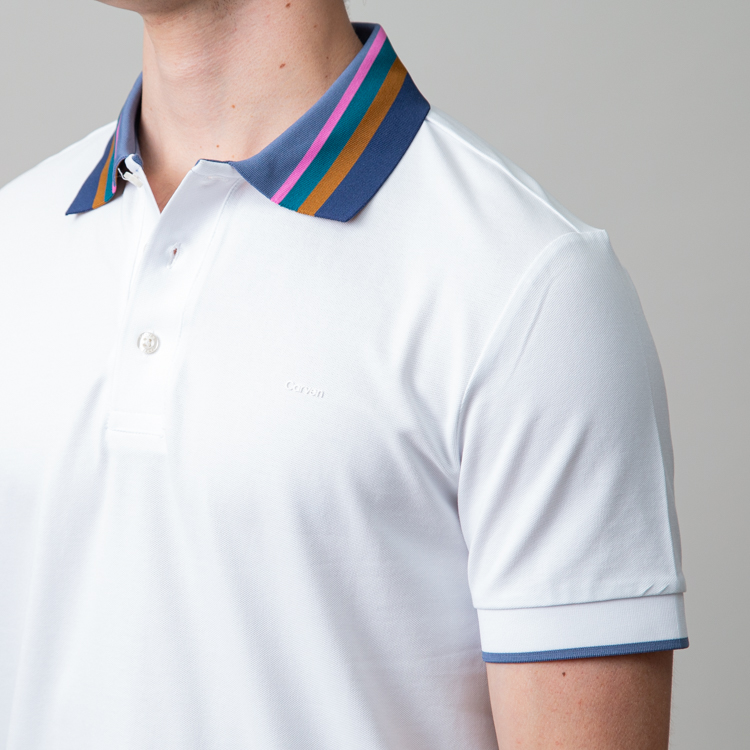 polo blanco estructura cuello contrastado marca carven slim 149976 BLANCO 2
