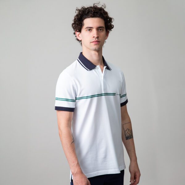 polo blanco estructura doble franja marca carven slim 149948 249592 1