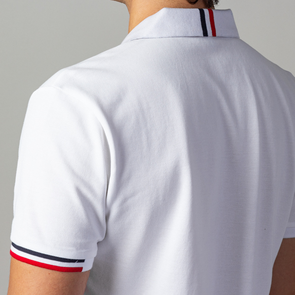 polo blanco estructura franja en manga marca carven slim 141104 BLANCO 4