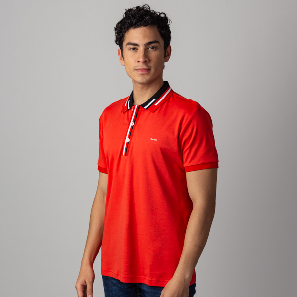 polo naranja estructura cuello contrastado marca carven slim 141095 NARANJA 1