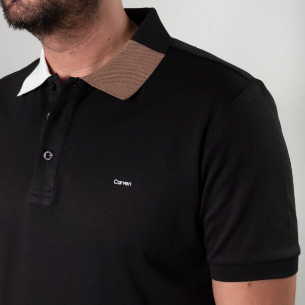 polo negra estructura cuello contrastado marca carven slim 150879 270492 2