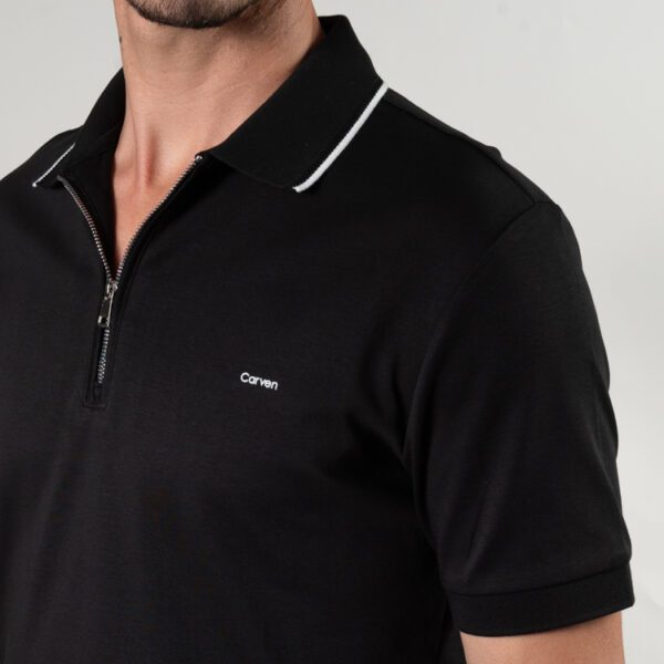 polo negra estructura labrada marca carven slim 150799 270505 2