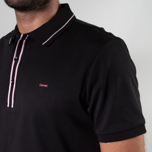 polo negra estructura labrada marca carven slim 150811 270503 2