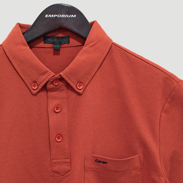polo rojo estructura plana marca carven slim 147543 ROJO 2
