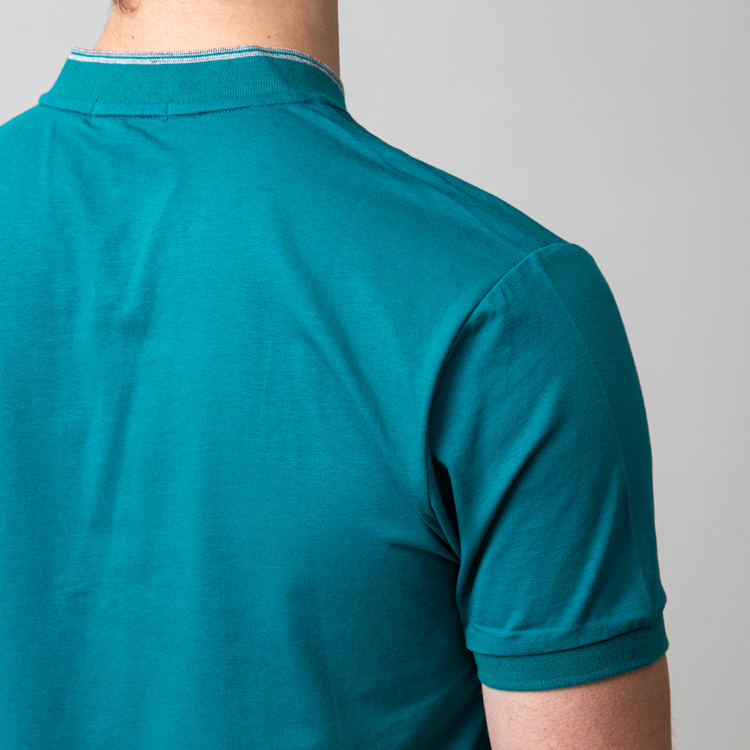 polo turquesa estructura cuello mao marca carven slim 149952 TURQUESA 4