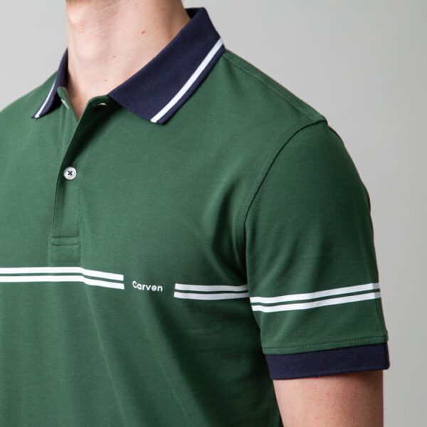 polo verde estructura doble franja marca carven slim 149944 249593 2