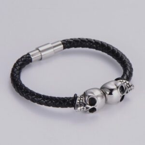 pulsera negra estilo dos craneos marca calak cl sico 142195 202079 1