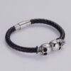 pulsera negra estilo dos craneos marca calak cl sico 142195 NEGRO 1