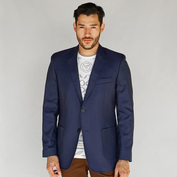 saco azul diseno plano con coderas marca business casual cl sico 127337 AZUL 1