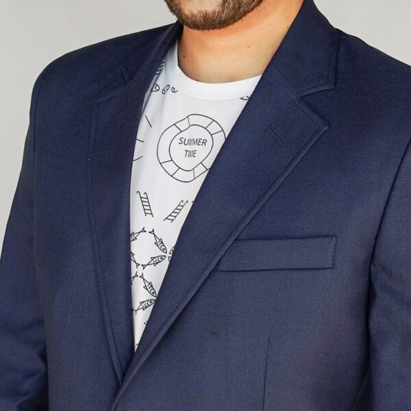 saco azul diseno plano con coderas marca business casual cl sico 127337 AZUL 3