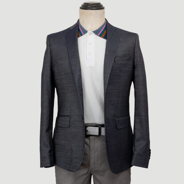 saco azul estructura labrada de puntos marca business casual slim 148819 AZUL 1