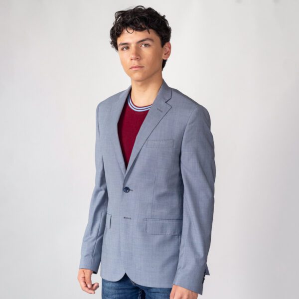 saco azul estructura labrada marca business casual slim 144117 AZUL 1