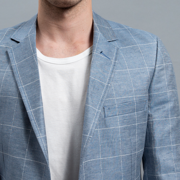 saco celeste estructura labrada marca business casual slim 160246 CELESTE 2