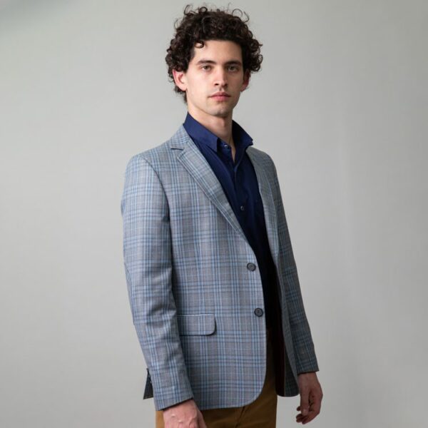 saco gris estructura cuadros marca business casual slim 147854 GRIS 1