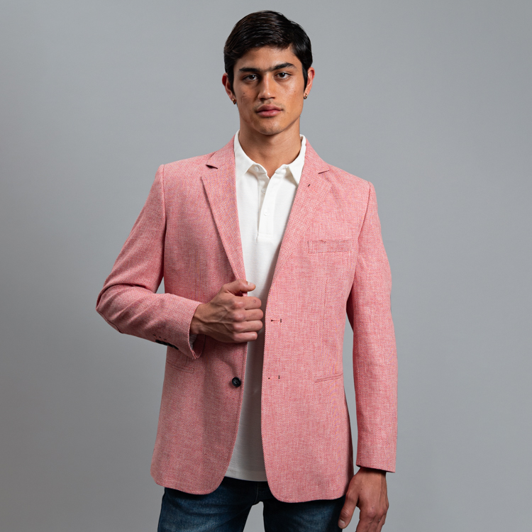 saco rojo estructura labrada marca business casual cl sico 160210 ROJO 1