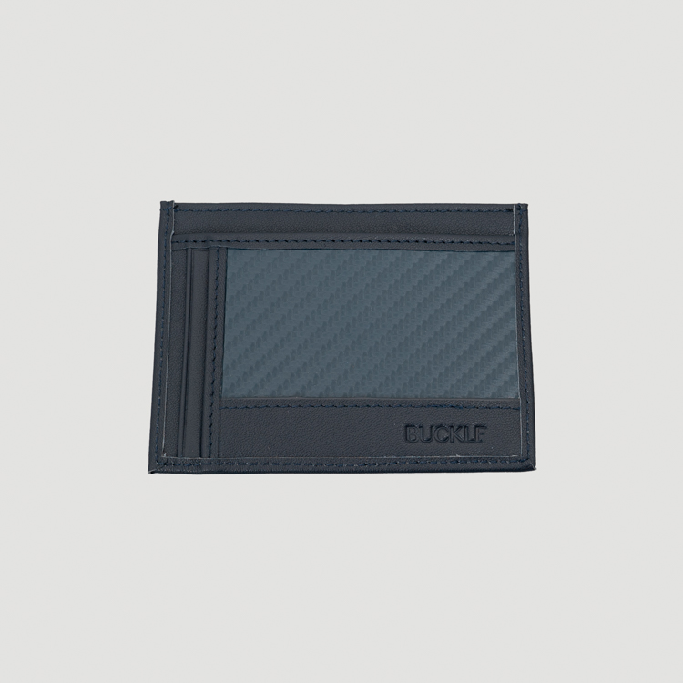 tarjetero azul estructura labrada marca buckle cl sico 158744 AZUL 1