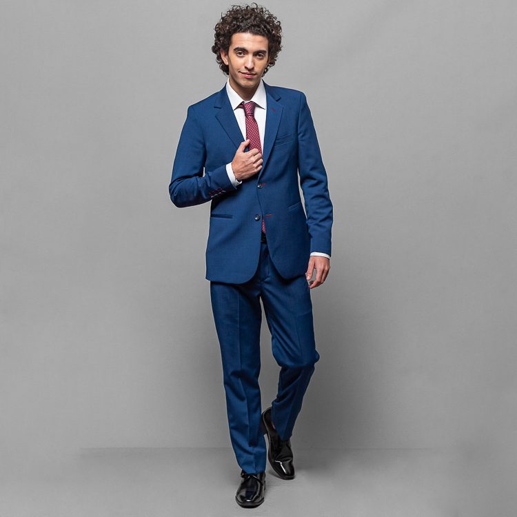 Traje azul estructura labrada marca Colletti slim | 130898